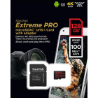 Карта памяти MicroSD 128GB SanDisk Class 10 Extreme Pro UHS-I U3 A1 V30 (100 Mb/s) + SD адаптер